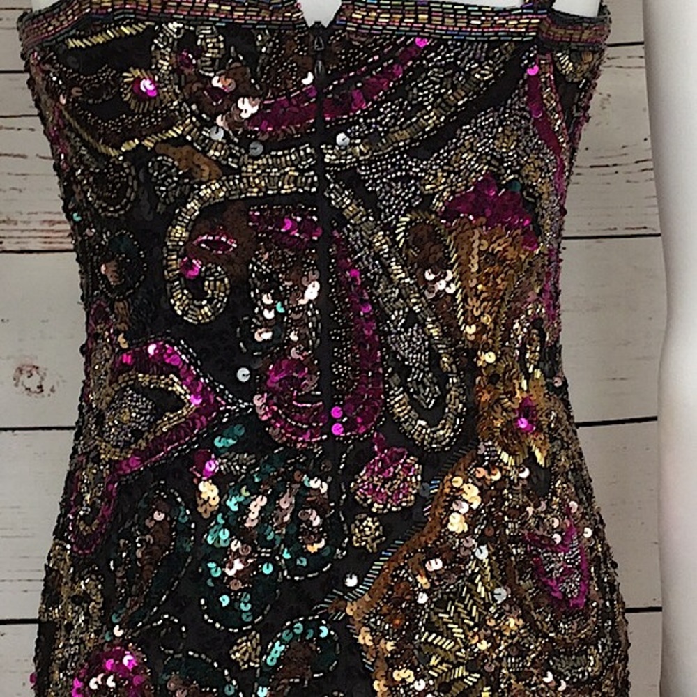 Vintage Black & Gold Lime Nite Beaded Tank Dress - Picture 11 of 13